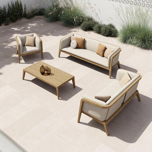 Moderner Couchtisch - Sunrise  - MANUTTI - Teakholz / Gestell aus Teakholz / rechteckig