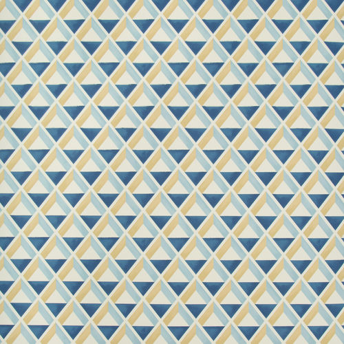 Moderne Tapete - CANNES - GP & J BAKER - geometrisches Muster / 3D-Effekt / blau