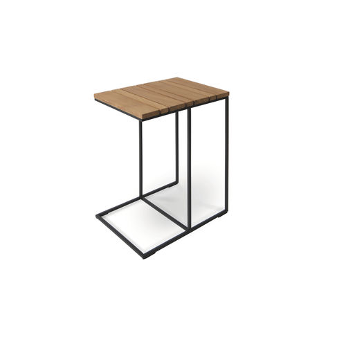 Design-Beistelltisch - FLORA - FISCHER MÖBEL - Teakholz / Laminat / Gestell aus rostfreiem Edelstahl