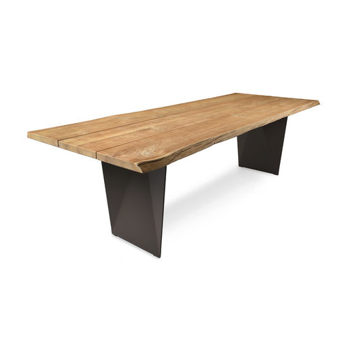 Moderner Esstisch - TIERRA - FISCHER MÖBEL - Teakholz / Gestell aus Aluminium / rechteckig