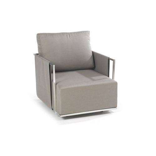 Moderner Sessel - SUITE LOUNGE - FISCHER MÖBEL - Sunbrella® / Edelstahl / mit Fußstütze