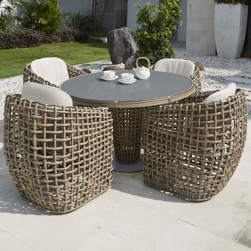 Moderner Esstisch - DYNASTY - SKY LINE DESIGN - Korbweide / Glas / Gestell aus Aluminium