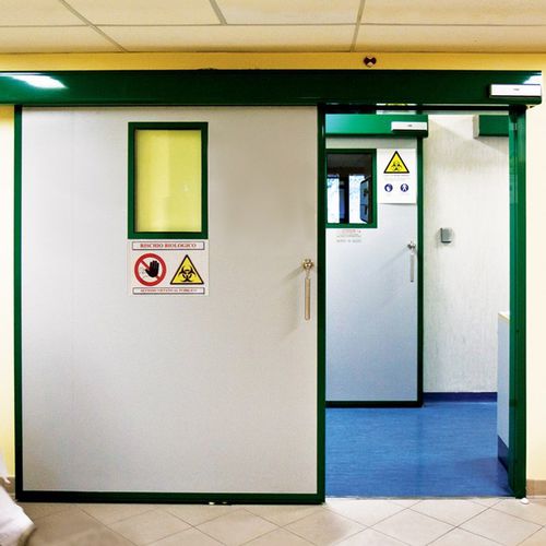 Tür für Innenbereich - ANTI RX - Ponzi - Aluminium / Schiebe / halbverglast