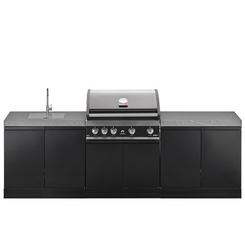 Stahl-Kücheninsel - Maxim  - GRAND HALL - mittelgroß / für Außenbereich / voll ausgestattet