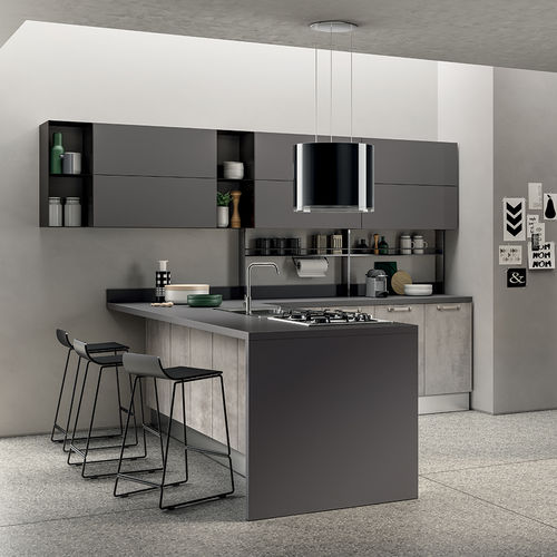 Moderne Küche - SAX - SCAVOLINI - Laminat / melaminbeschichtet / Kochinsel
