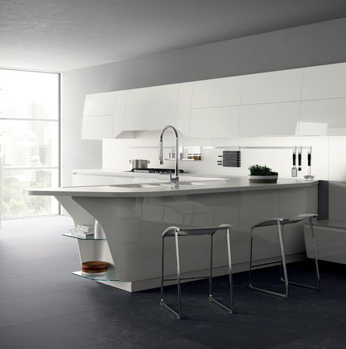 Moderne Küche - FLUX SWING - SCAVOLINI - Glas / Quarz / melaminbeschichtet