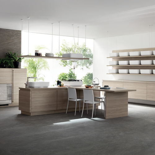 Moderne Küche - QI - SCAVOLINI - Stein / Laminat / melaminbeschichtet