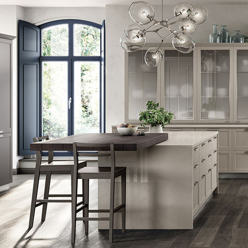 Moderne Küche - CARATTERE - SCAVOLINI - Holzfurnier / Eiche / Glas