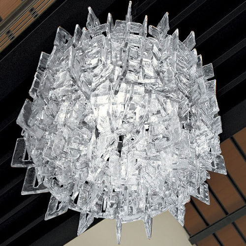 Hängelampe - CHARLIE - Av Mazzega - poliertes Metall / Glas / modern
