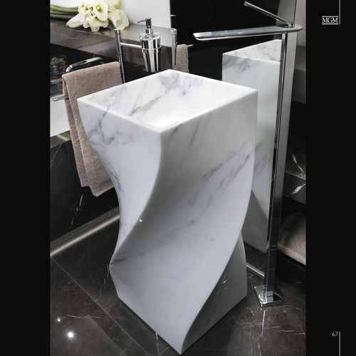 Bodenstehendes Waschbecken - TANGO - MGM - Marmor / mit verstellbarem Spiegel / Skulptur