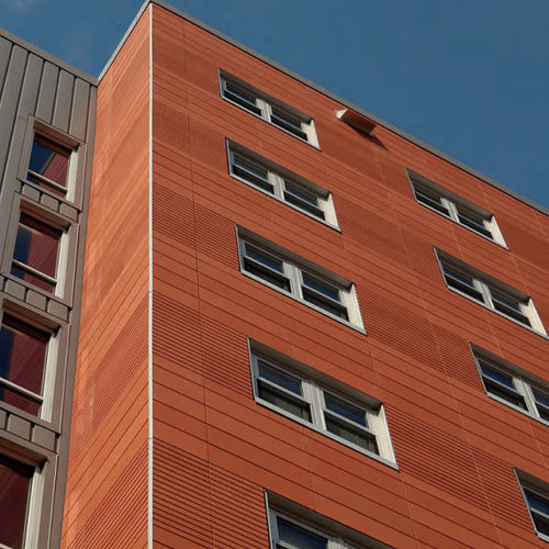 Fassadenverkleidung für hinterlüftete Fassade - TERRART®-LIGHT - NBK Keramik - Paneel / Terrakotta / zum Einrasten