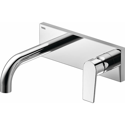 Einhebelmischer für Waschtisch - 21120001 - TRES Grifería - wandmontiert / aus verchromtem Metall / für Badezimmer