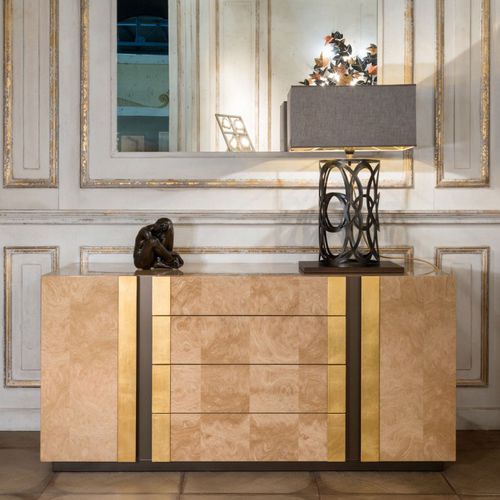 Moderne Kommode - DIADEMA - Mantellassi 1926 - Holzfurnier / Stahl / rechteckig