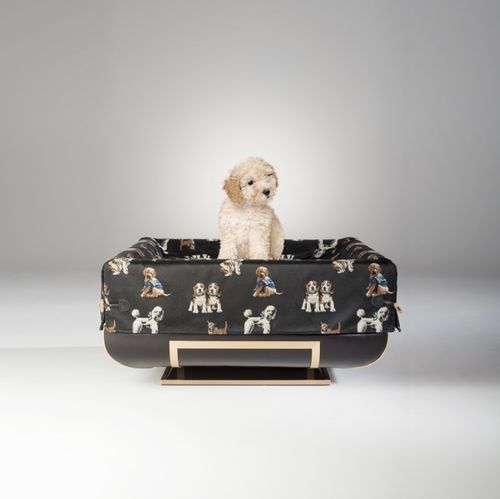 Leder-Hundekorb - ADONE - Mantellassi 1926 - Stoff / Messing