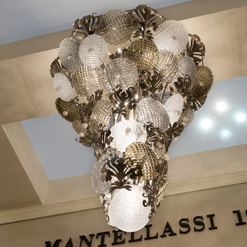 Kronleuchter / Art Deco - FOSCARINA - Mantellassi 1926 - Kristall / Muranoglas / Schmiedeeisen