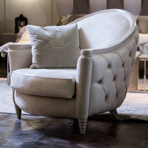 Chesterfield-Sessel - LA PERLA CHIC - Mantellassi 1926 - Stoff / Holz / mit abnehmbarem Kissen