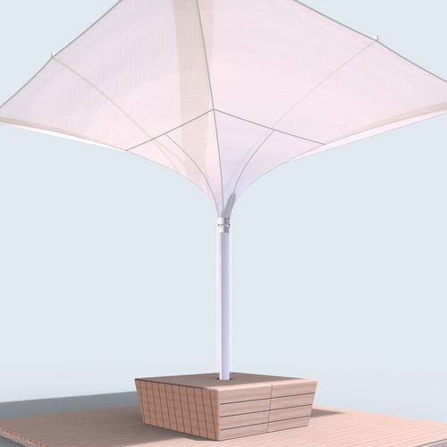 Moderne Bank für den öffentlichen Raum - CUBE - MDT-TEX - Holz / ohne Rückenlehne / ohne Armlehnen
