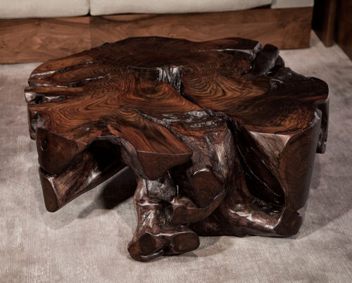 Moderner Couchtisch - ROOT - Hudson Furniture - Plexiglas® / Teakholz / Rosenholz