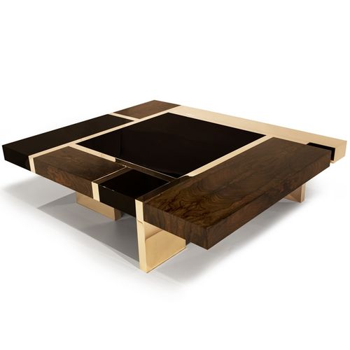 Moderner Couchtisch - BIARRITZ - Hudson Furniture - Holzfurnier / Bronze / quadratisch