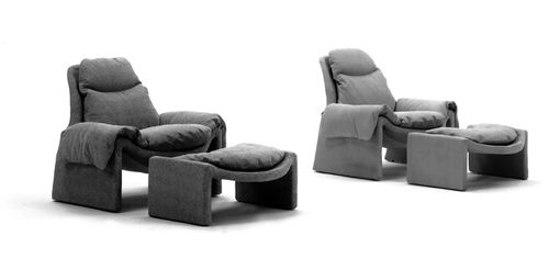 Moderner Sessel - P 60 - Saporiti Italia - Leder / mit Fußstütze