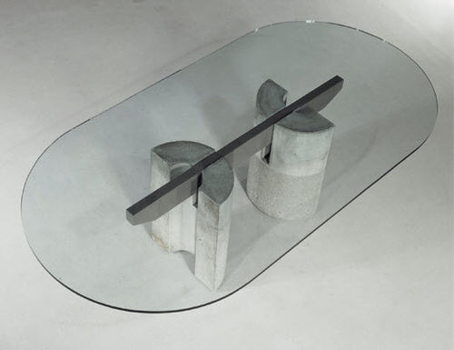 Moderner Besprechungstisch - P 650 - Saporiti Italia - Glas / oval / für professionellen Einsatz