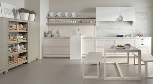 Moderne Küche - BLANCO NATA PIEDRA - Dica - Stahl / Holz / Corian®