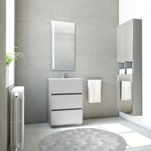 Freistehender Waschtisch-Unterschrank - CUERO GRIS MI - Dica - Laminat / Metall / Harz