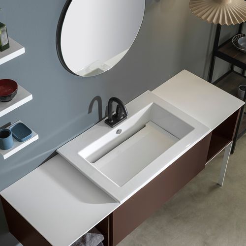 Waschbecken mit Doppelboden - GHOST® - Xilon - eingebaut / Keramik / Mischbatterie