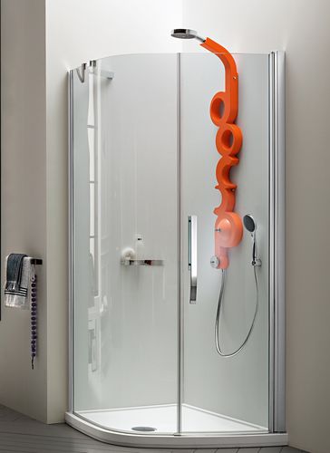 Einflügelige Duschwand - AQUA - ARBLU - gebogen / für Eckeinbau / Hartglas
