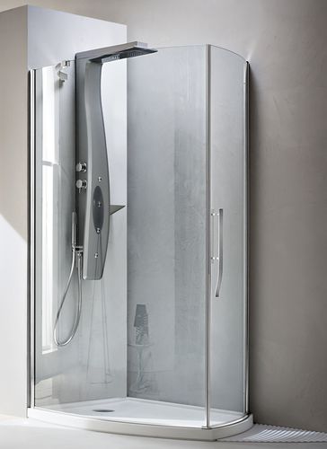 Einflügelige Duschwand - AQUA 110 - ARBLU - gebogen / für Eckeinbau / Hartglas