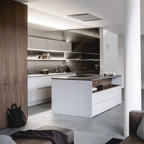 Moderne Küche - PURE : S2 + SE - SIEMATIC - lackiertes Holz / Holzfurnier / Kochinsel
