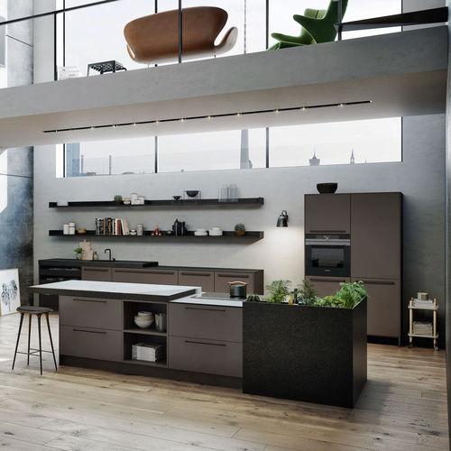 Moderne Küche - URBAN : SE 8008 LM + SE 4004 E - SIEMATIC - lackiertes Holz / Holzfurnier / Kochinsel