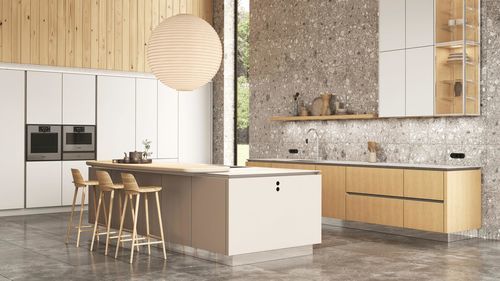 Moderne Küche - SLX - SIEMATIC - Naturstein / Kochinsel / mit Griffen