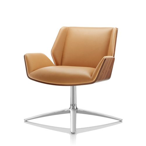 Moderner Sessel - KRUZE - Boss Design - Leder / Stoff / amerikanischer Nussbaum