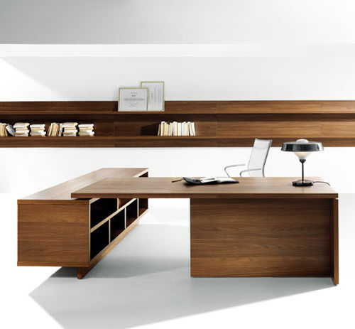 Chefschreibtisch - LITHOS - Della Rovere - modern / melaminbeschichtet / für Eckeinbau
