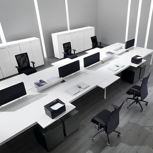 Tisch-Bürotrennwand - BE - Della Rovere - Glas / Holz / modulierbar
