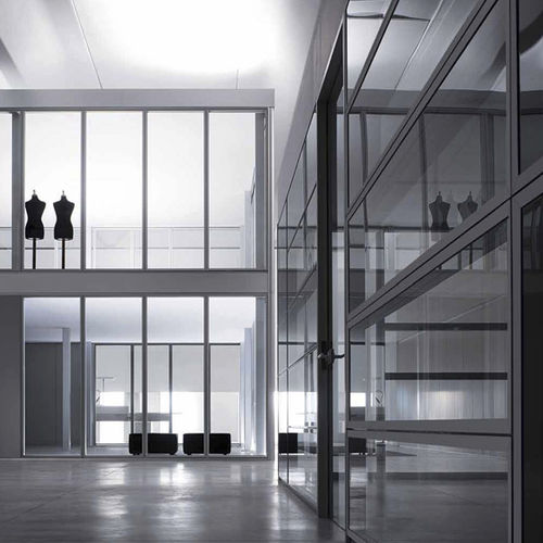 Festinstallierte Trennwand - HABITAT 100 - Della Rovere - mit Glasfront / Metall / Büro