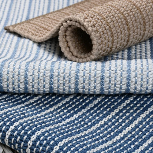Handgewebter Teppichboden - TELINNA  - Donghia - Polypropylen / Streifenmuster / blau
