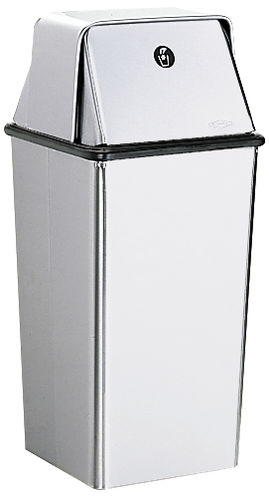 Hygienischer Abfallbehälter - B-2250 - Bobrick Washroom Equipment - Edelstahl / mit Schwingdeckel / modern