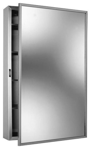Wandmontierter Spiegel für Badezimmer - B-299 - Bobrick Washroom Equipment - modern / rechteckig / mit Stauraum
