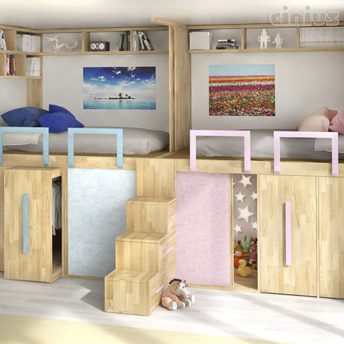 Einpersonenbett - Gemelli - Cinius - modern / für Kinder / Schrank