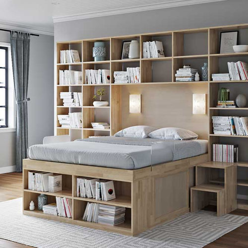 Doppelbett - BOOKCASE 2 LEVELS - Cinius - Einpersonen / modern / Bettkasten