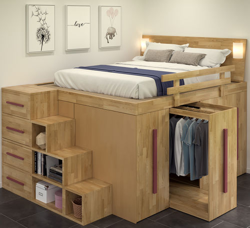 Doppelbett - Spazio - Cinius - modern / Kopfteil / Bettkasten