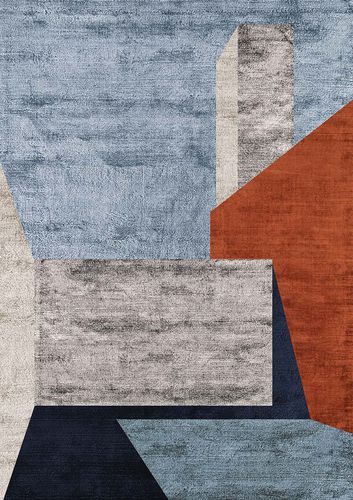 Moderner Teppich - ORANGE - Sirecom Tappeti - mit geometrischen Motiven / aus Bambusfaser / rechteckig