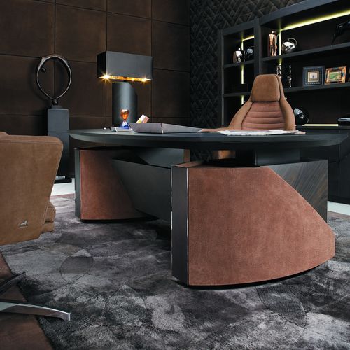 Schreibtisch / Art Deco - MASTER: METROPOLIS - SMANIA - Leder / mit Gestell aus Paneelen / für Gewerbegebrauch