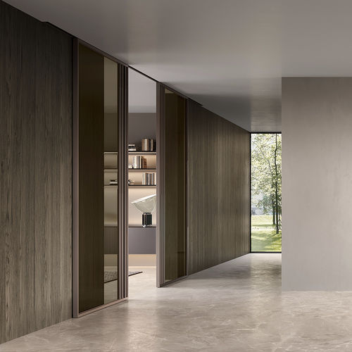 Tür für Innenbereich - VOLTA TIP I30 BRONZE - BARAUSSE - mit Sicherheitsglas / Aluminium / Schiebe-Stapel