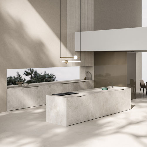 Moderne Küche - Elementi - SNAIDERO RINO SPA - Holzfurnier / Glas / Aluminium
