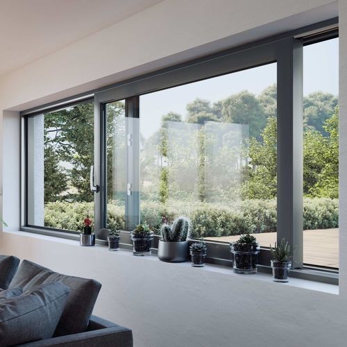 PVC-Fenster - Rehau - Schiebe / mit Doppelverglasung / zweiflügelig