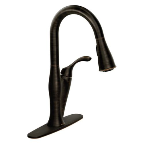 Aufsatz-Einhebelmischer - BENTON : 87211BRB - Moen - Bronze / für Küche / 1-Loch