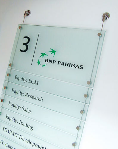 Wandmontiertes Schild - Shopkit - festinstalliert / für Deckenmontage / Glas